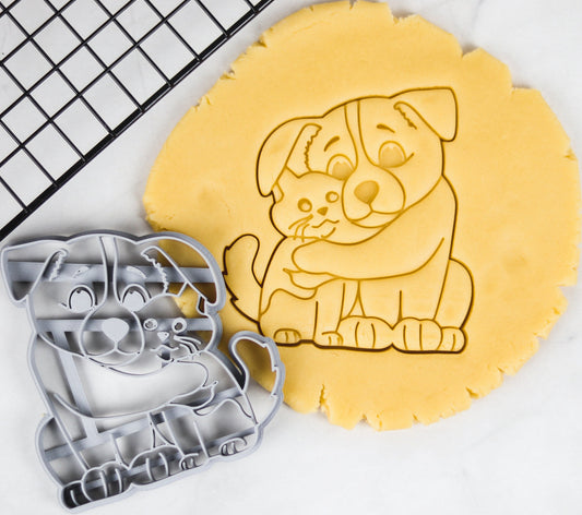 Dog and Kitten Hug Cookie Cutter  Perfect for Animal Lovers