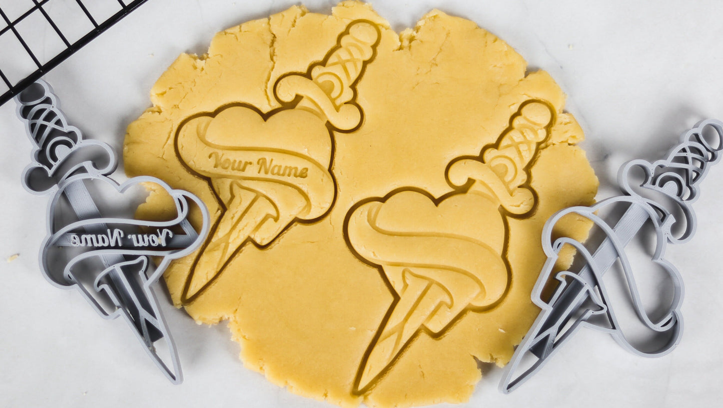 Customizable Heart with Dagger Cookie Cutter