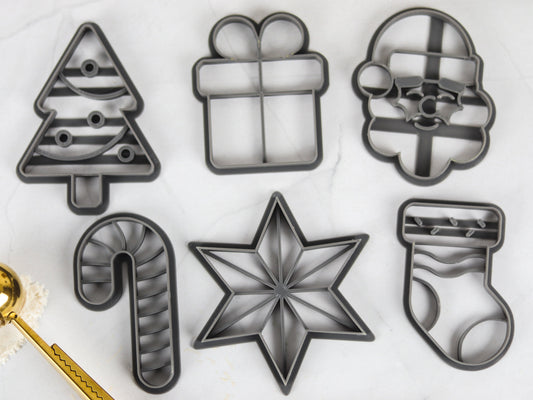 Christmas Cookie Cutter Set - Cozy Santa Claus, Candy Cane, Gift, Star and more!