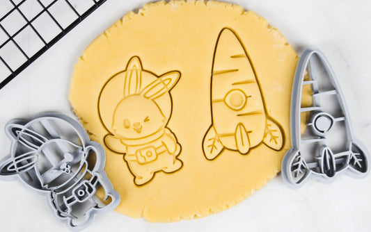 Rabbit Astronaut and Carrot Spaceship - Set/Individual - Eastern Cookie Cutter Set