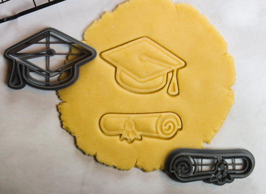 Graduation Cookie Cutter Set - Academic Cap Scroll Pastry Fondant Biscuit