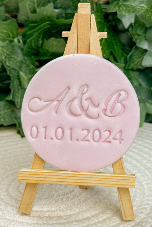 Initials and Date Fondant Embosser Custom Letters Stamp Personalized writing Press - Cookie Cutter Baking Decorations