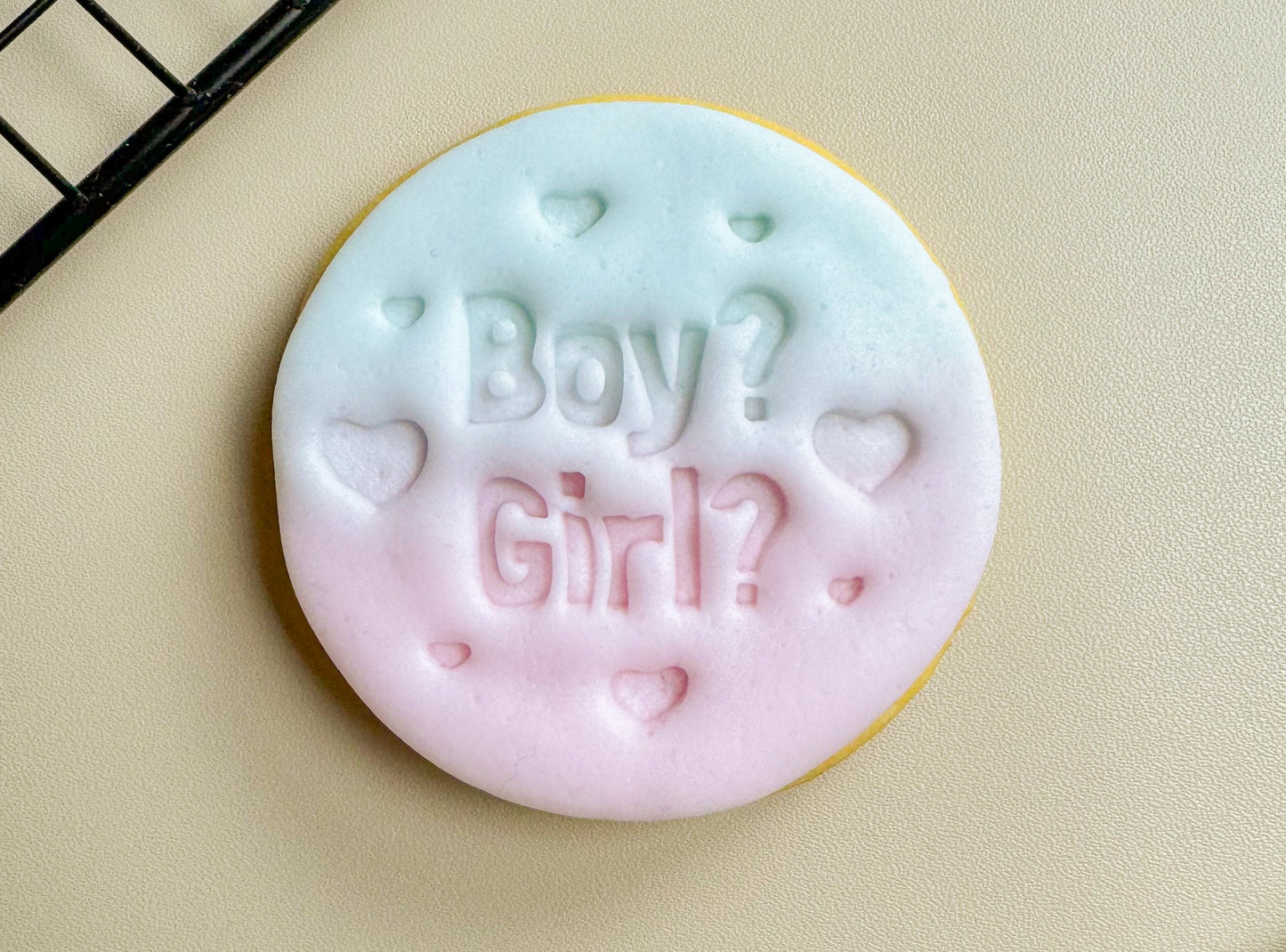 Gender Reveal Fondant Embosser Boy? Girl? Stamp - Parents Surprise Cookie Cutter -  Detailed Biscuit Press