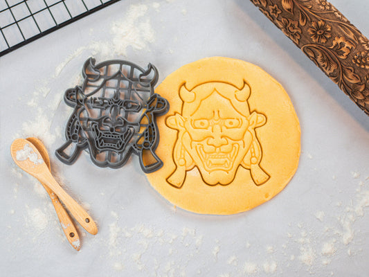 Japanese Mythology Oni Mask Cookie Cutter - Works with Fondant, Baking, Stamp