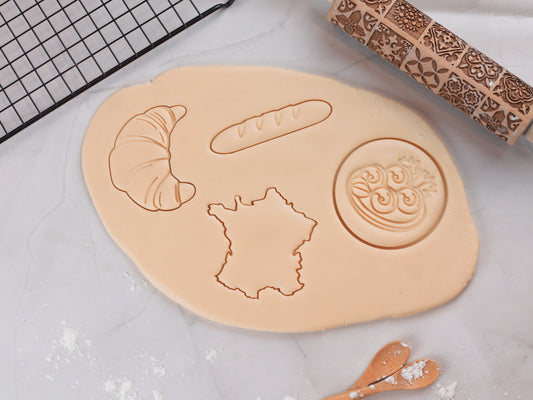 French Country Cookie Cutter Set | Croissant, Baguette, Escargot, France Map Cookie Cutters