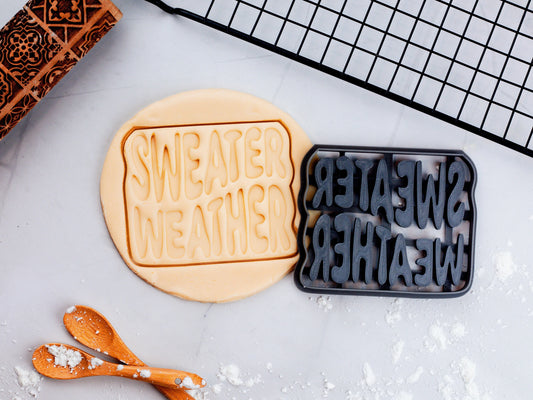 Sweater Weather Cookie Cutter | Autumn Cozy Fall Cookie Fondant Cutter | 3 Sizes Available