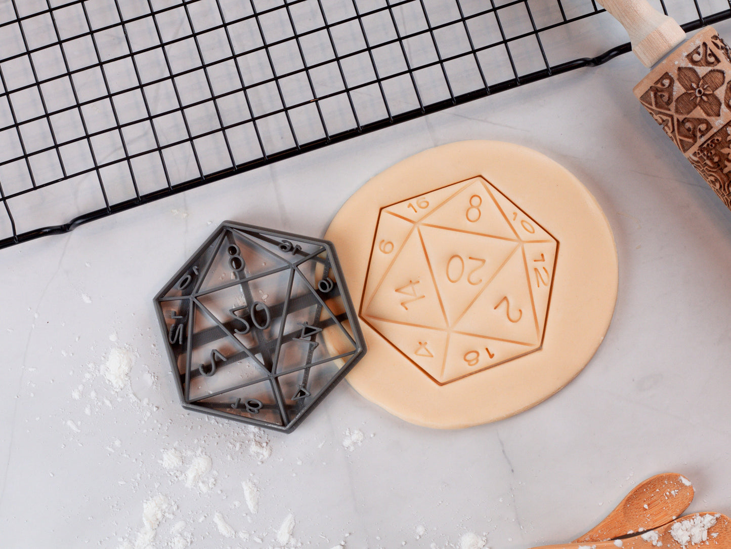 Gaming Dice Cookie Cutter Set | DnD, Fantasy, RPG, D20, D12, D10, D6, D4 Cookie Fondant Cutters