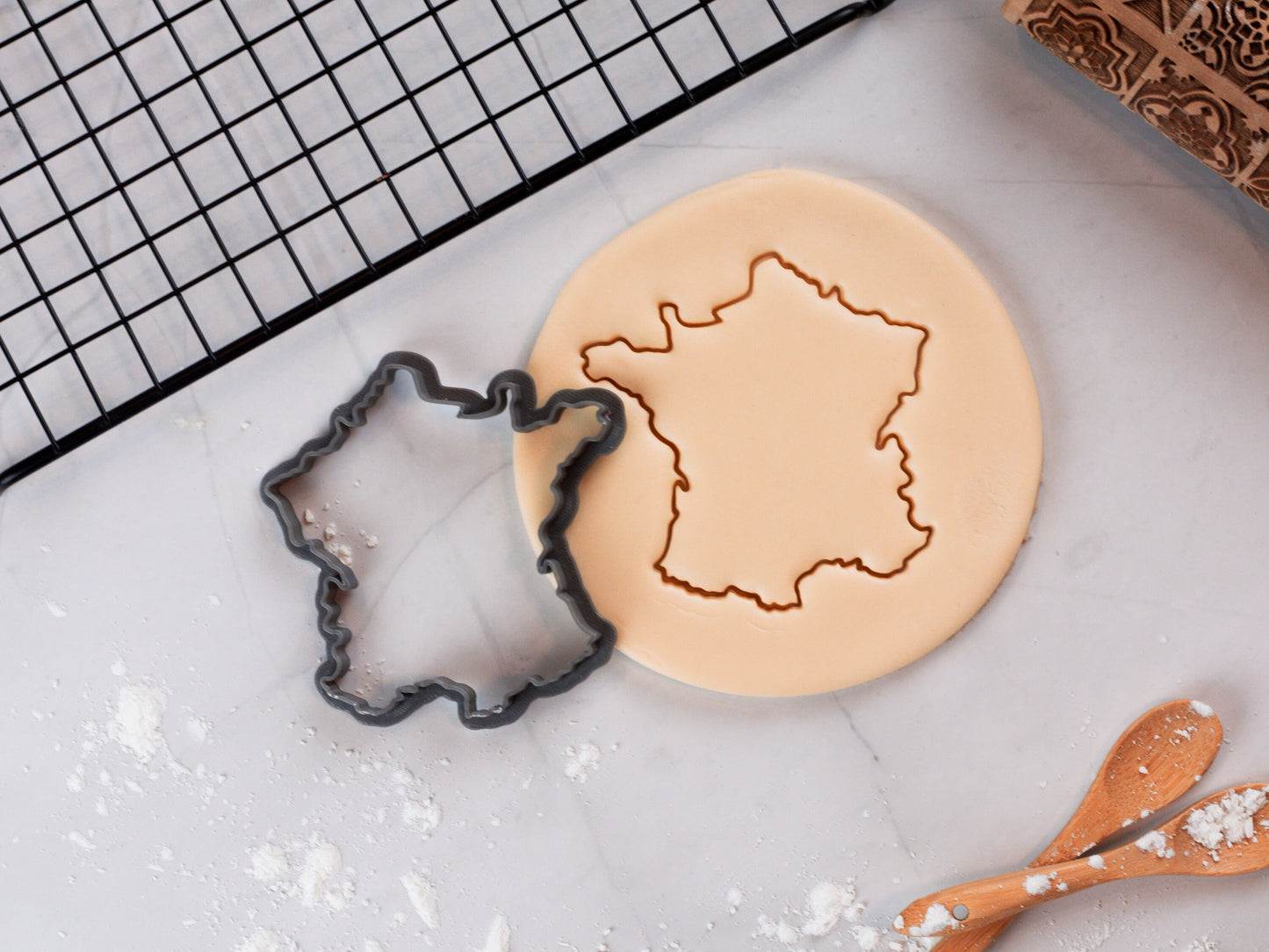 French Country Cookie Cutter Set | Croissant, Baguette, Escargot, France Map Cookie Cutters