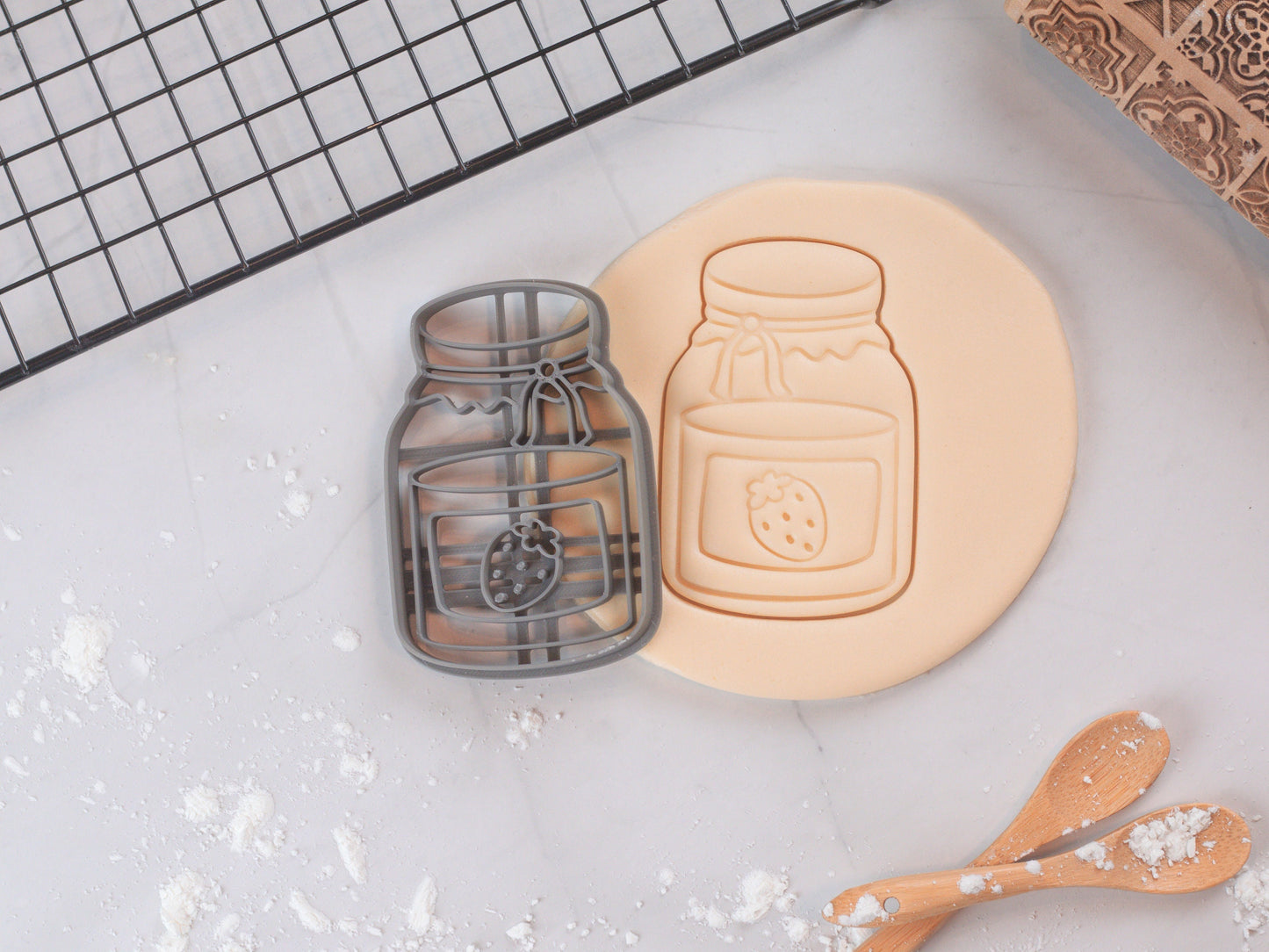 Grandmother’s Jam Jar Cookie Cutter | Vintage Jar Biscuit Fondant Cutter | 3 Sizes Available