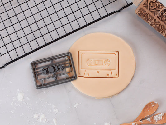 80s Retro Cassette Cookie Cutter | Vintage Music Cookie Fondant Cutter | 3 Sizes Available