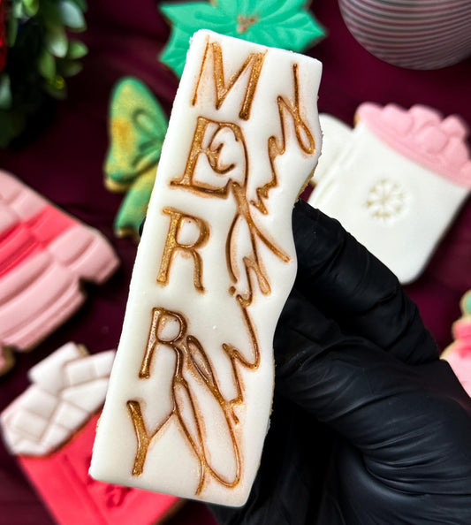 Merry Christmas Cookie Cutter | Christmas Holiday Cookie Fondant Cutter | Festive Baking