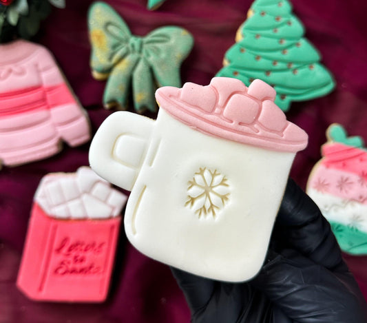 Hot Chocolate Mug with MarhsmallowCookie Cutter | Winter Holiday Cookie Fondant Cutter | Cozy Baking